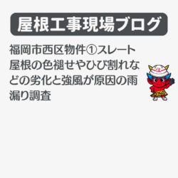 福岡市西区物件①スレート屋根の色褪せやひび割れなどの劣化と強風が原因の雨漏り調査