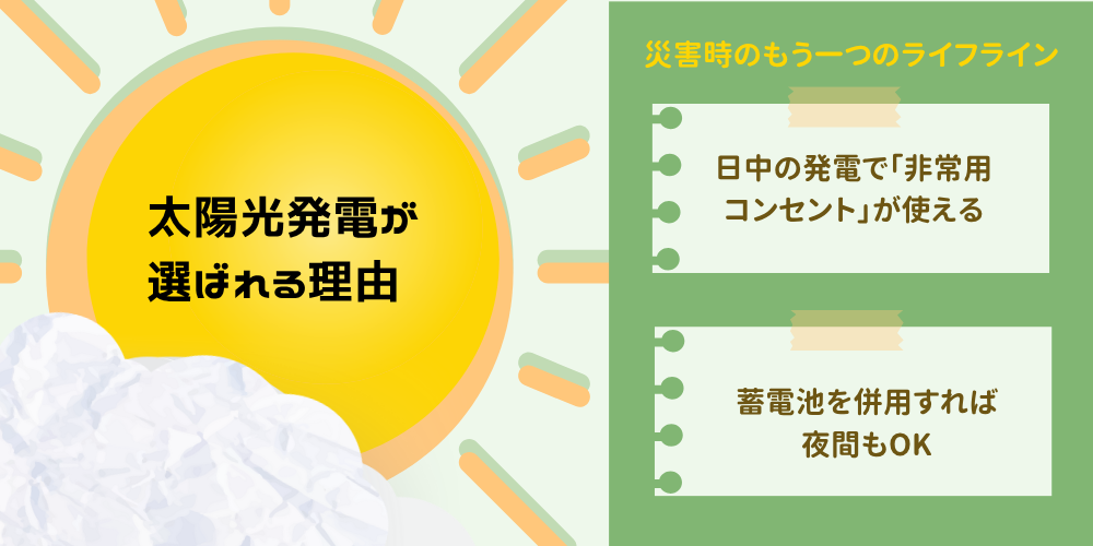 太陽光発電で災害対策
突然の暗闇、停電への備えは十分ですか？