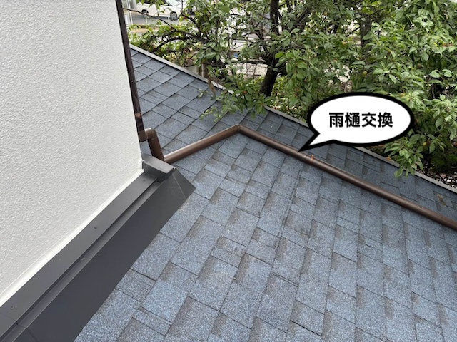 屋根葺き替え工事　雨樋交換