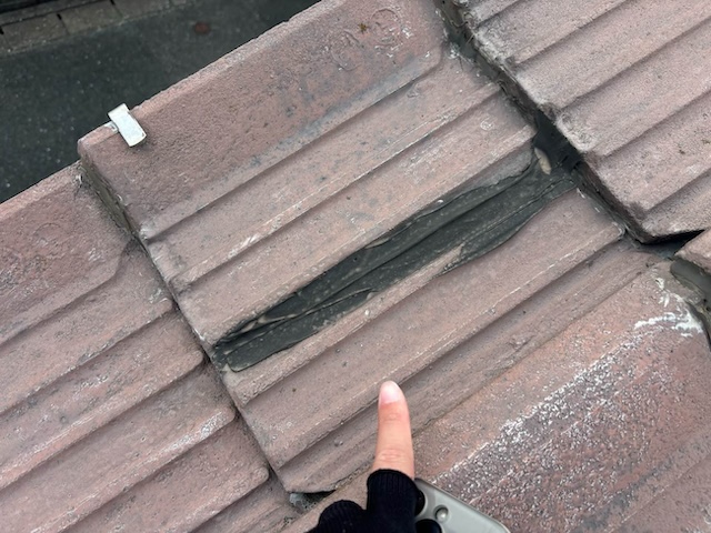 コーキング補修跡　劣化