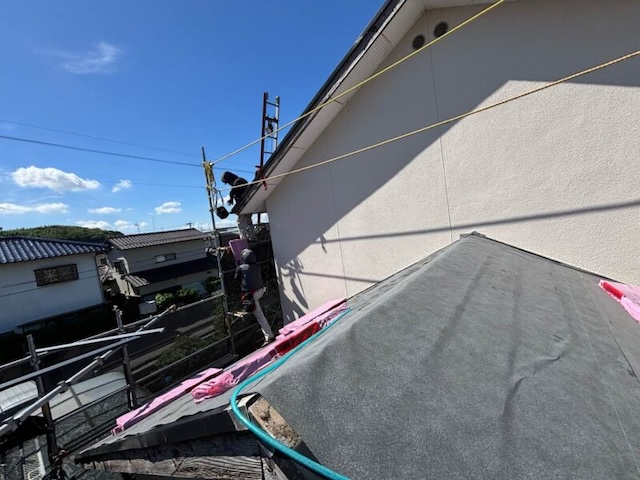 屋根カバー工法 防水シート敷設