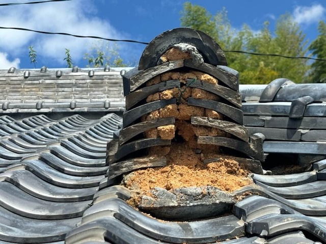 糟屋郡宇美町 鬼瓦 落下 補修工事、住みたかルーフ