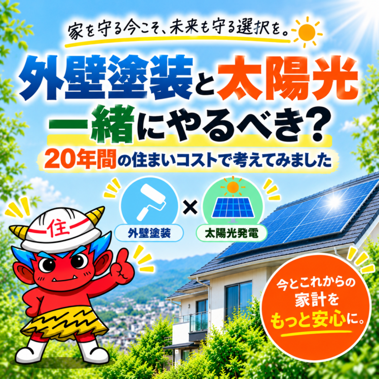 【福岡】外壁塗装と太陽光は一緒にやるべき？20年間の住まいコストで考えてみました
