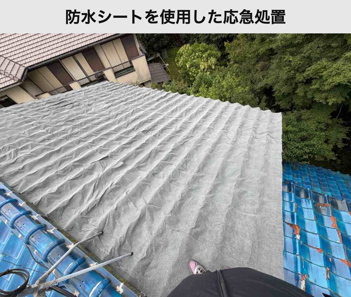 施工後:防水シートを上張りした屋根